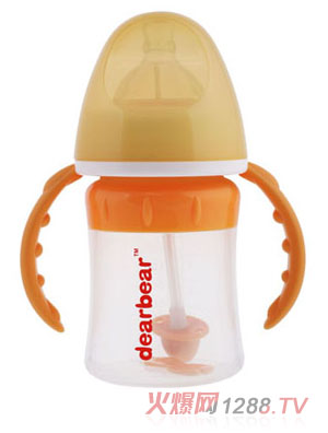 亲亲贝贝宽口硅胶奶瓶150ml+自动吸管+握把