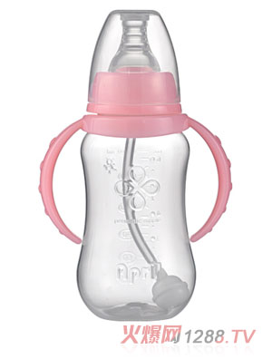 爱普丽标口弧形PP奶瓶120ml粉色