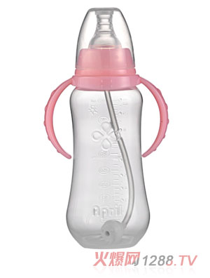 爱普丽标口弧形PP奶瓶280ml粉色