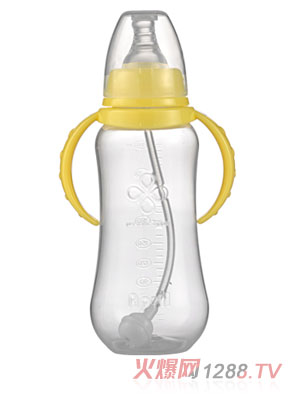 爱普丽标口弧形PP奶瓶280ml黄色
