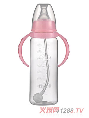 爱普丽标口直身PP奶瓶240ml粉色