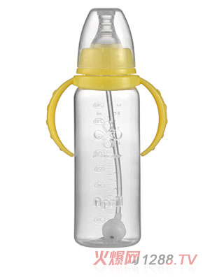 爱普丽标口直身PP奶瓶240ml黄色