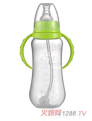 爱普丽标口弧形PP奶瓶280ml绿色