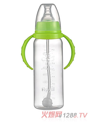 爱普丽标口直身PP奶瓶240ml绿色