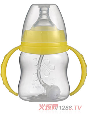爱普丽宽口弧形PP奶瓶120ml黄色