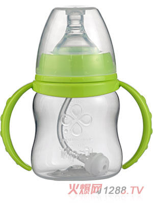 爱普丽宽口弧形PP奶瓶120ml绿色