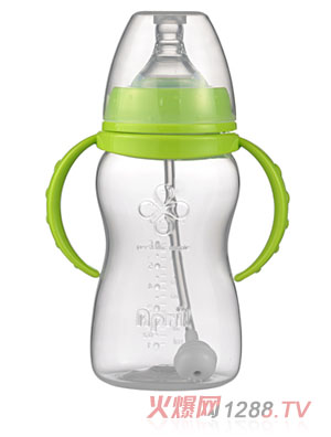 爱普丽宽口弧形PP奶瓶240ml绿色
