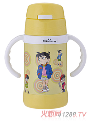 天使贝贝棒棒糖带手柄儿童水杯黄色