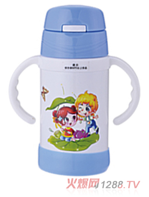 天使贝贝带手柄儿童水杯白色