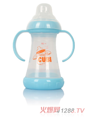 CUBI宽口径异形奶瓶210毫升(PP蓝色)-火爆孕