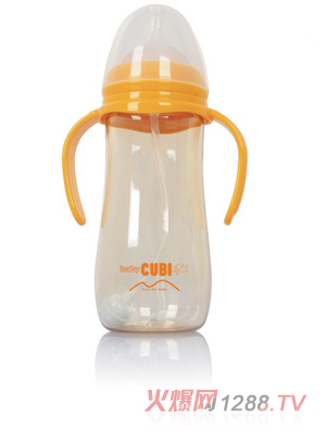 CUBI宽口径异形圆弧奶瓶310毫升(PPSU黄色