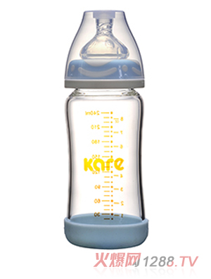 可儿高硼硅婴儿蓝色玻璃奶瓶