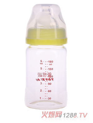 高硼硅晶鉆玻璃奶瓶180ml黃色