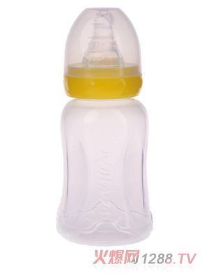 優(yōu)嘻噯無(wú)柄標口PP奶瓶150ML黃色