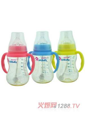 安心贝比双柄宽口自动吸管葫芦奶瓶260ml