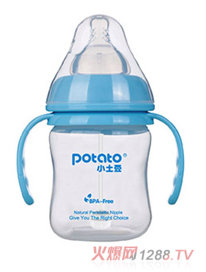 小土豆PP宽口双柄自动小奶瓶180ml