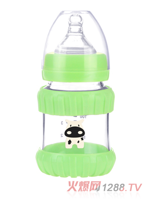 幼爱防摔感温晶钻玻璃宽口奶瓶150ml
