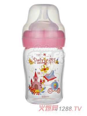 迪士尼宝宝宽口径晶钻玻璃奶瓶（小号）120ml