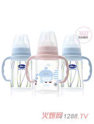 积高标准口径真乳实感方锥形PP奶瓶150ml