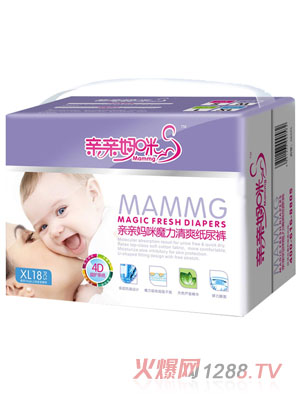 亲亲妈咪魔力清爽中包装纸尿裤XL18片