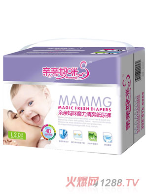 亲亲妈咪魔力清爽中包装纸尿裤L20片