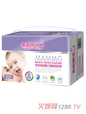 亲亲妈咪魔力清爽中包装纸尿裤M24片