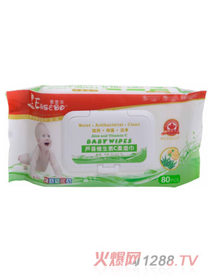 壹壹宝芦荟维生素C柔湿巾80片装