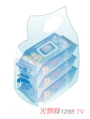 小园丁木糖醇婴儿口手护肤湿巾80片盖装3连包