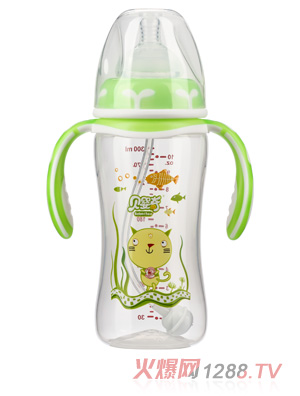 贝婴奇300ml双色宽口弧形pp奶瓶