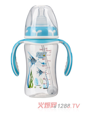 贝婴奇240ml双色宽口弧形pp奶瓶