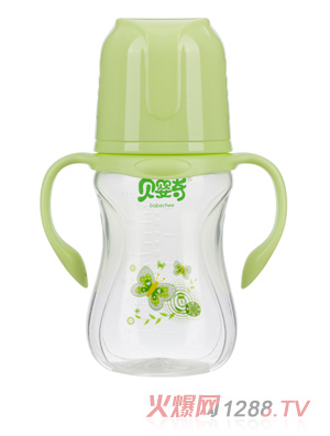贝婴奇240ml宽口莲花底pp奶瓶绿色