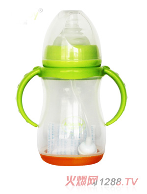 安心宝宝250ml宽口双耳自动感温PP奶瓶绿