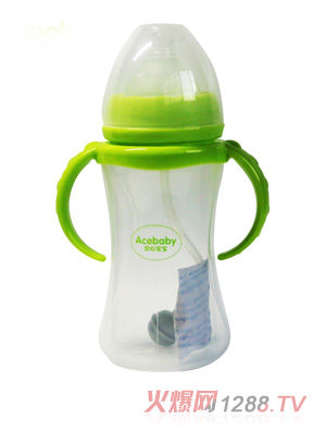 安心宝宝240ml小蛮腰PP奶瓶绿色