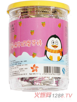 南极小企鹅草莓味牛奶磨牙棒