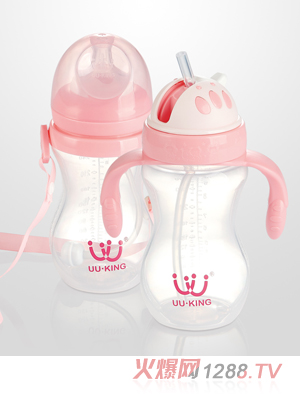 UU·KINGPP奶瓶300ml+PP水壶300ml红色套装