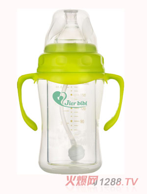 JIERBTBT180ML双层防爆晶钻玻璃奶瓶