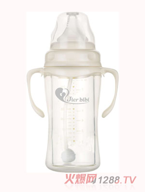 JIERBTBT240ML双层防爆晶钻玻璃奶瓶