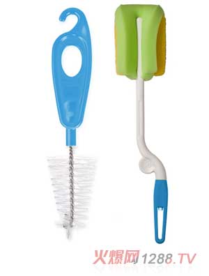 伊斯卡尔进口海绵奶瓶刷+奶嘴刷（蓝）