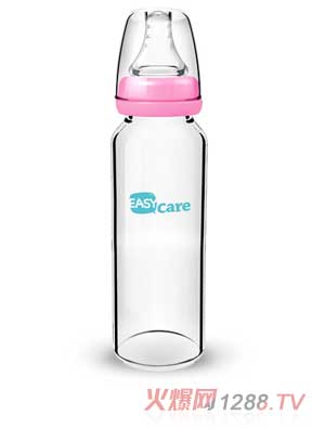 伊斯卡尔240ml玻璃标准口径奶瓶（红）