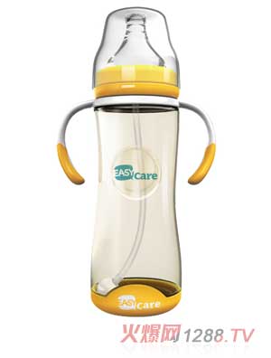 伊斯卡尔320mlPPSU自动宽口径感温奶瓶（黄）