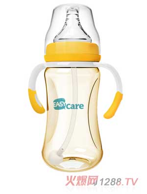 伊斯卡尔240mlPPSU自动宽口径奶瓶（黄）