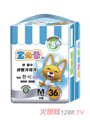 寶必備彈性大耳朵紙尿褲M(mǎn)碼36片