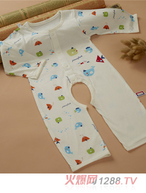 金色小鱼芦荟纤维单面小鱼开档哈衣