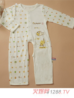 金色小鱼麻塞尔纤维单面小鱼开档哈衣