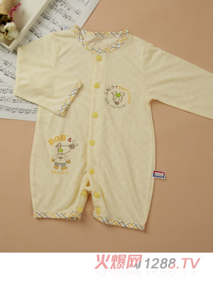 金色小鱼竹纤维双面素色皇冠熊开胸套