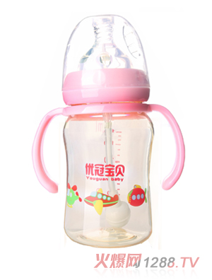 优冠宝贝炫彩PPSU奶瓶180ml粉色