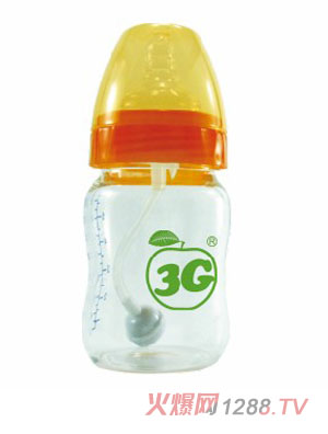 小苹果晶钻玻璃奶瓶140ML黄色