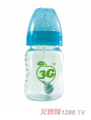 小苹果晶钻玻璃奶瓶140ML蓝色