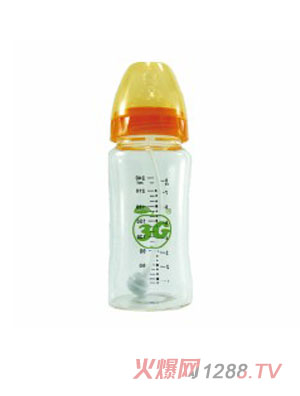 小苹果晶钻玻璃奶瓶240ML黄色