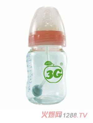 小苹果晶钻玻璃奶瓶140ML粉色